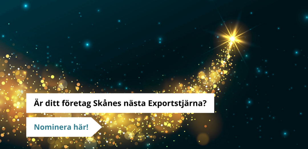Denna bild visar stjärnor och bildtext om att nominera till Skånes Exportstjärna.